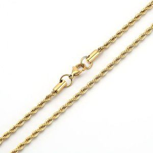 Stainless steel gold rope style chain.